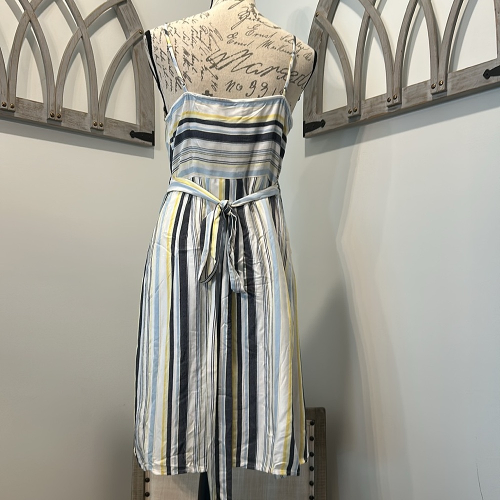 LOFT Striped Wrap Dress Adjustable Spaghetti Straps V-Neck Size 6P - Picture 7 of 12